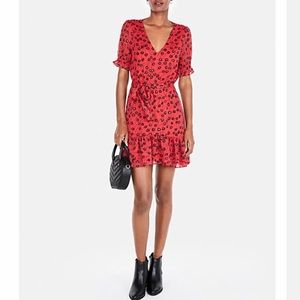 Red express floral tie dress